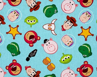 Toy Story Disney Emojiland Woody Buzz Lightyear Rex Hamm Alien Cowboy Cotton Fabric by Springs Creative per fat quarter per metre FQ