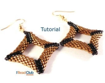 Peyote Stitch Patterns - Seed Bead Earring Patterns - Beading Tutorials and Patterns - Beadweaving Tutorial - Square Earrings