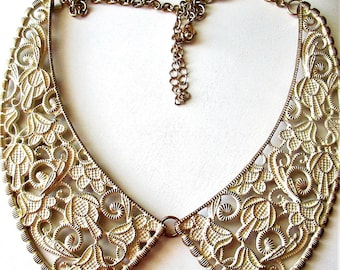 Peter Pan Bib Collar Necklace, Statement bib necklace