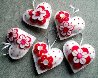 Felt ornament hearts flowers easter decoration valentines day