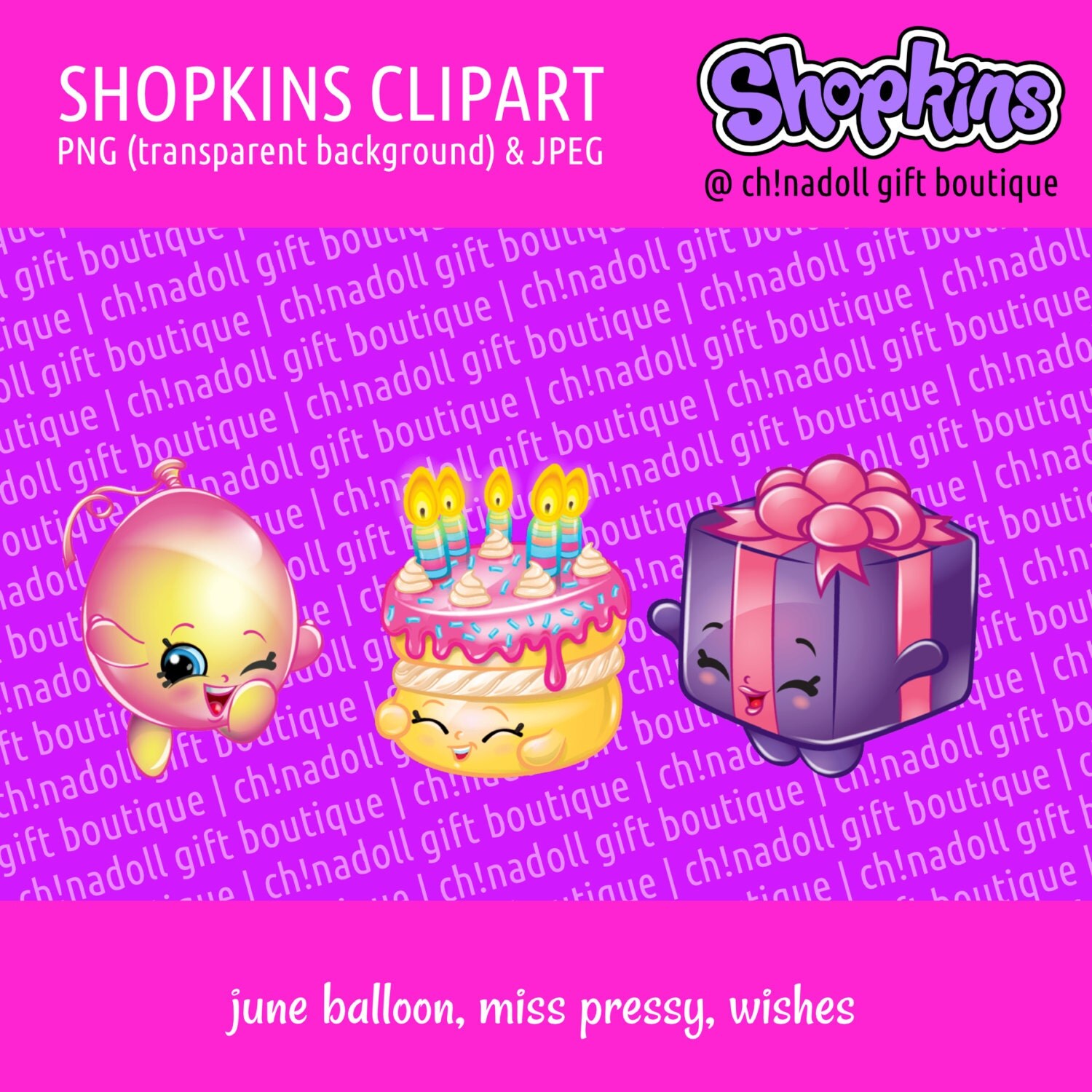 Shopkins clipart party wishes miss pressy june balloon