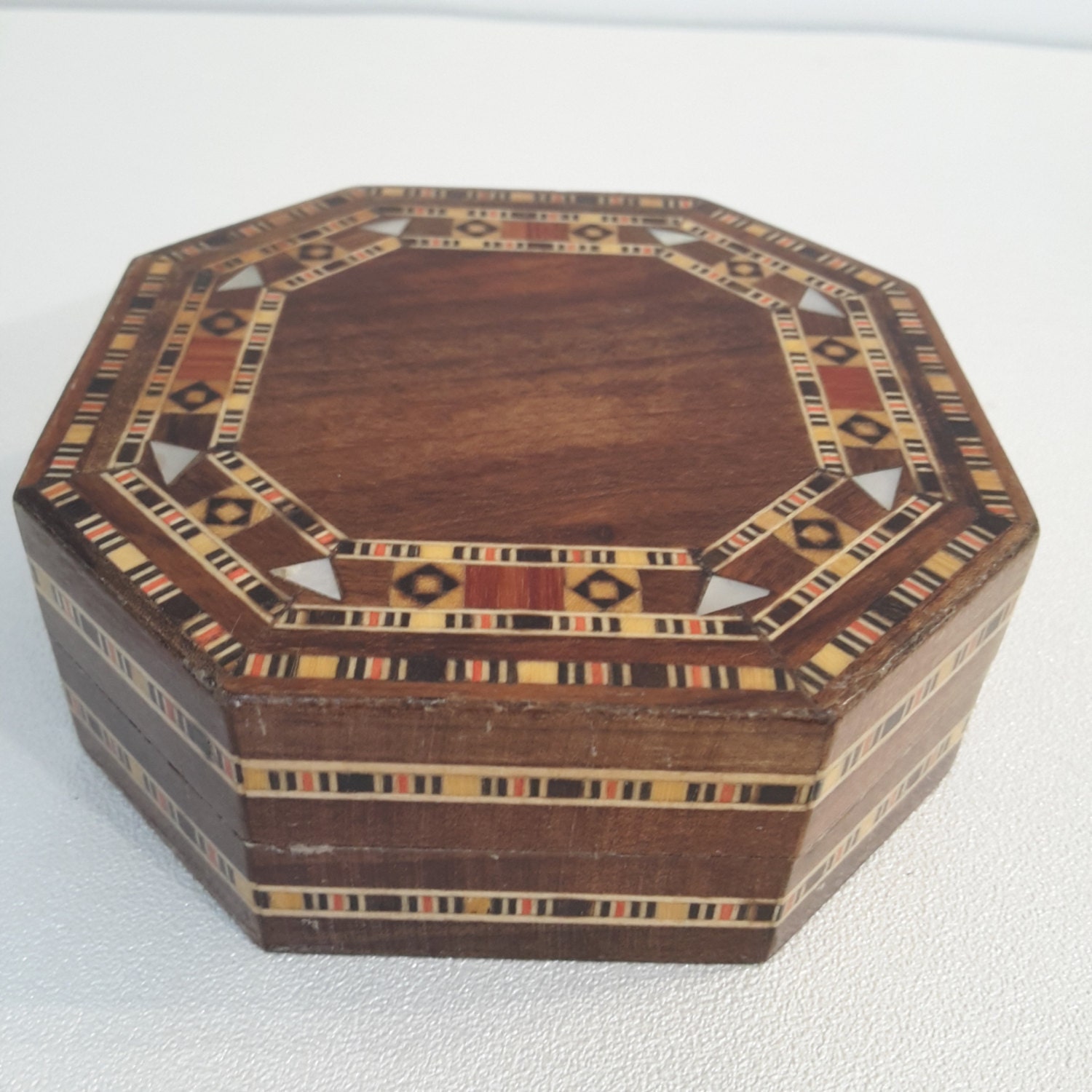 vintage wooden inlaid box trinket box jewelry box marquetry