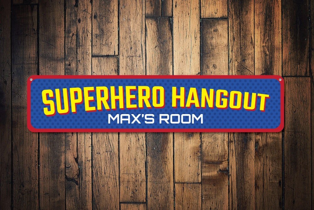Superhero Hangout Sign Custom Kid Name Bedroom Sign