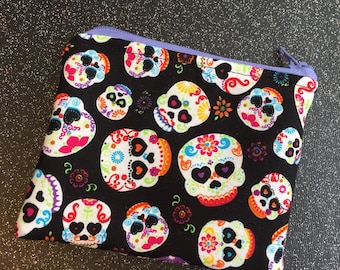 Sugar skull zipper pouch coin pouch