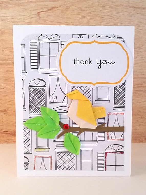Handmade Origami Bird Thank You Card