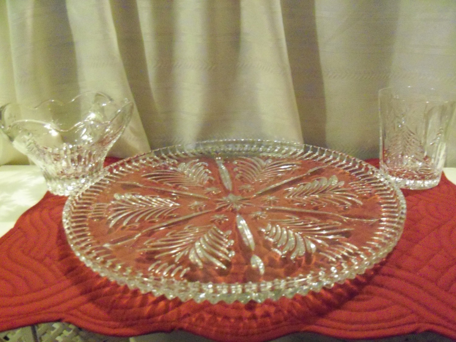 Mikasa crystal christmas tree platter