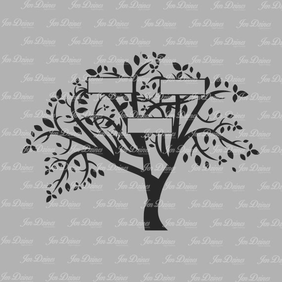 Download Family Tree 3 Names SVG DXF EPS family tree files family