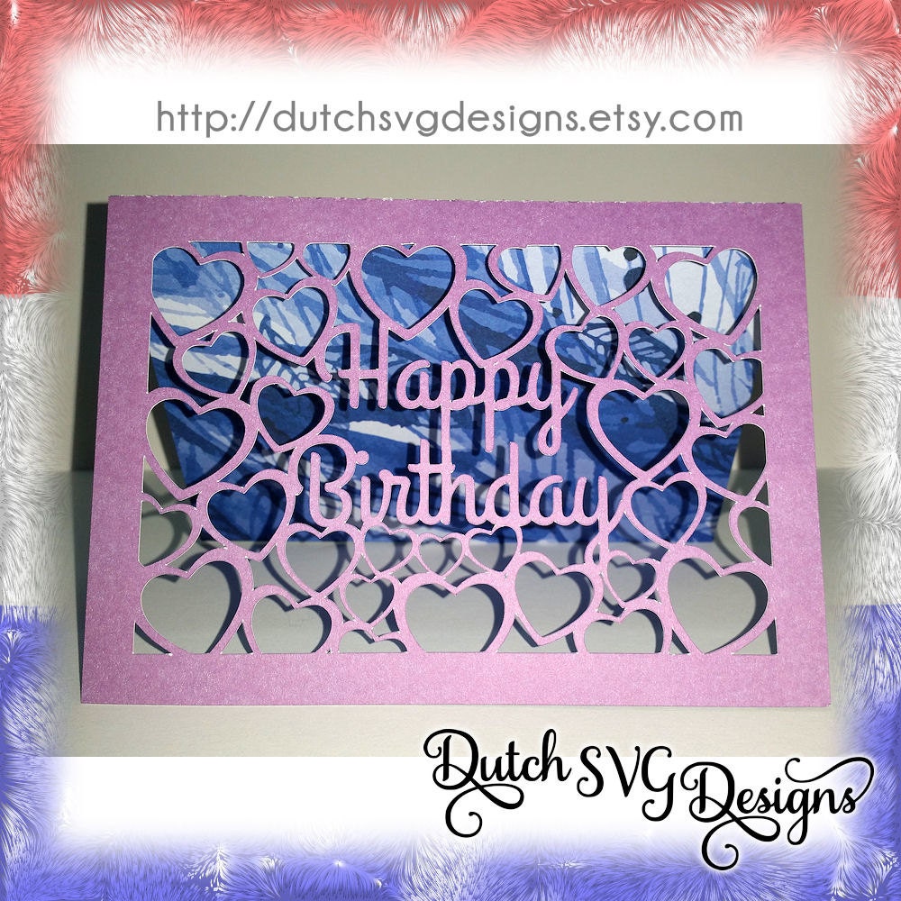 Download Card cutting file Happy Birthday with cutout hearts, in Jpg Png Studio3 SVG EPS DXF, for Cricut ...