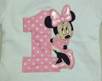 Pink Minnie Mouse 1st Birthday Onesie Pink Minnie Mouse 1st Birthday Shirt Minnie Mouse Birthday Shirt Girl Minnie Mouse Birthday Shirt