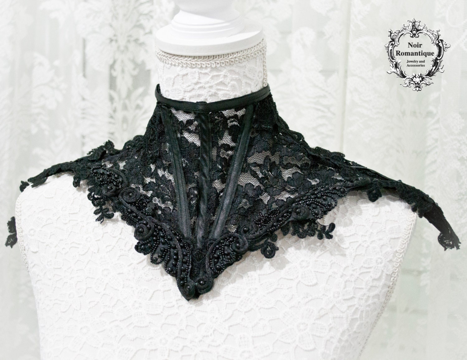 The Royal black lace neck corset-Neck corset-Lace Neck