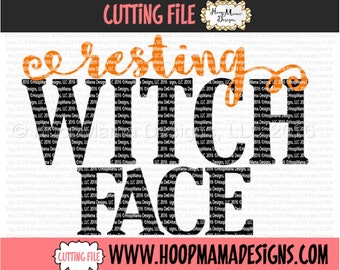 Resting Witch Face SVG DXF eps and png Files for Cutting Machines Cameo or Cricut - Adult Halloween