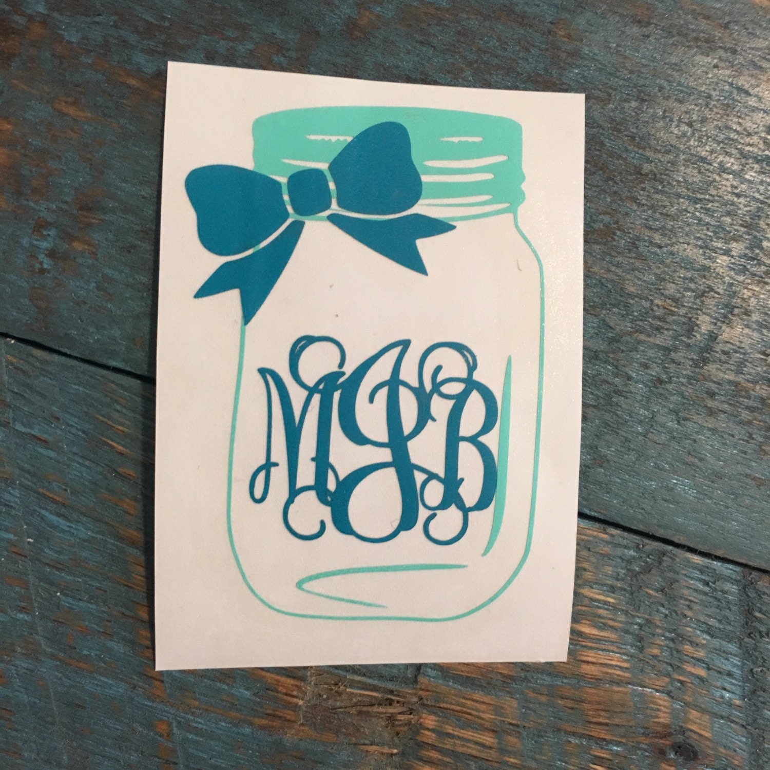 Mason Jar Monogram Decal Mason Jar With Bow by SSCBOWTIQUE on Etsy