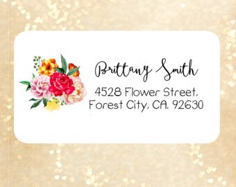 Watercolor return address labels, cute address labels, flowers return address labels, floral address labels, shipping labels , mailing label