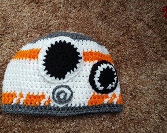Crochet child size Star Wars BB8 hat