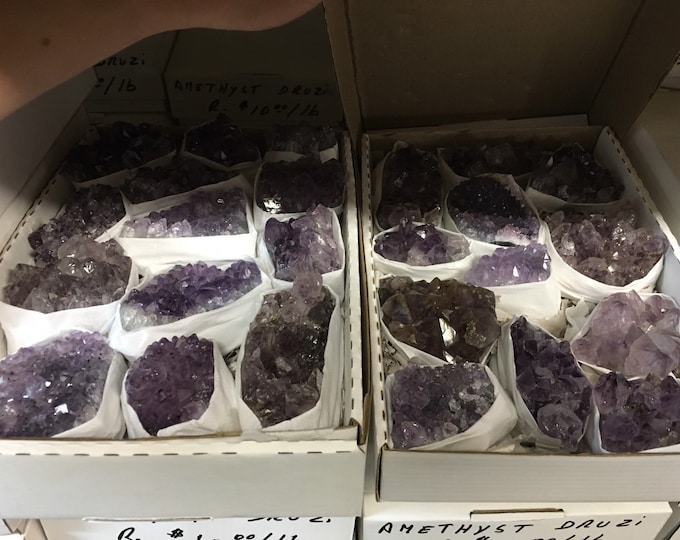 2 Large Amethyst Cluster Flats- 6.8-7.4 Pounds of High grade Amethyst from Uruguay Healing Crystals \ Reiki \ Healing Stone \ Bulk Crystals