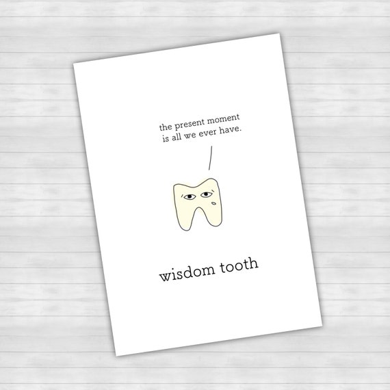 Items similar to Wisdom Tooth - CARD pun funny cute cartoon wisdom wise ...