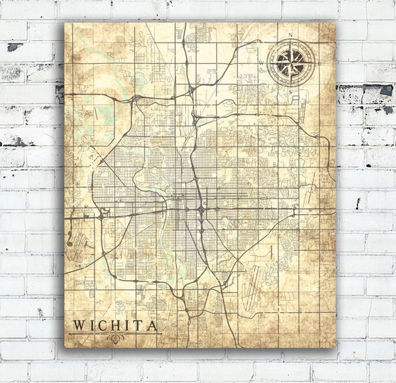 WICHITA Canvas Print Kansas KS Vintage map Wichita City