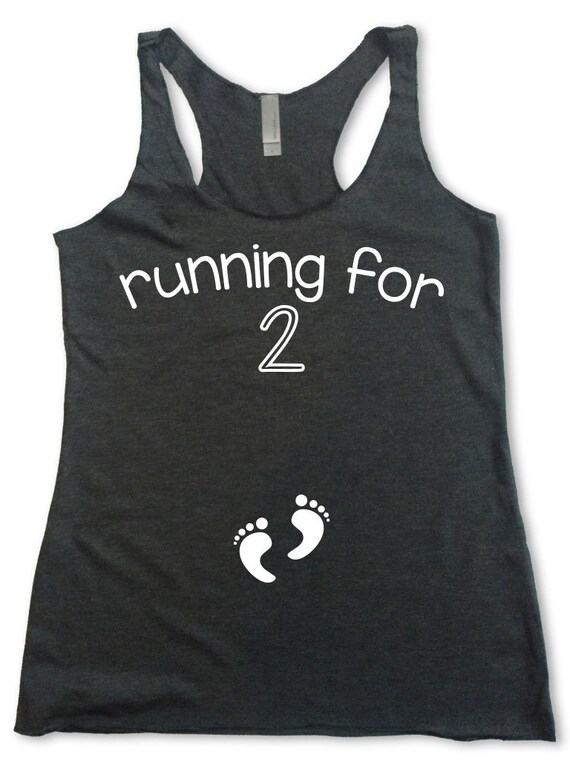 Running for 2 Tank Top Pregnancy Reveal Maternity / Pregnancy