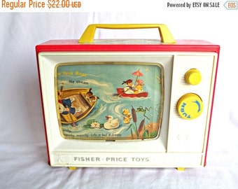 Items similar to 1966 Fisher Price Giant Screen Music Box TV 114 Two ...