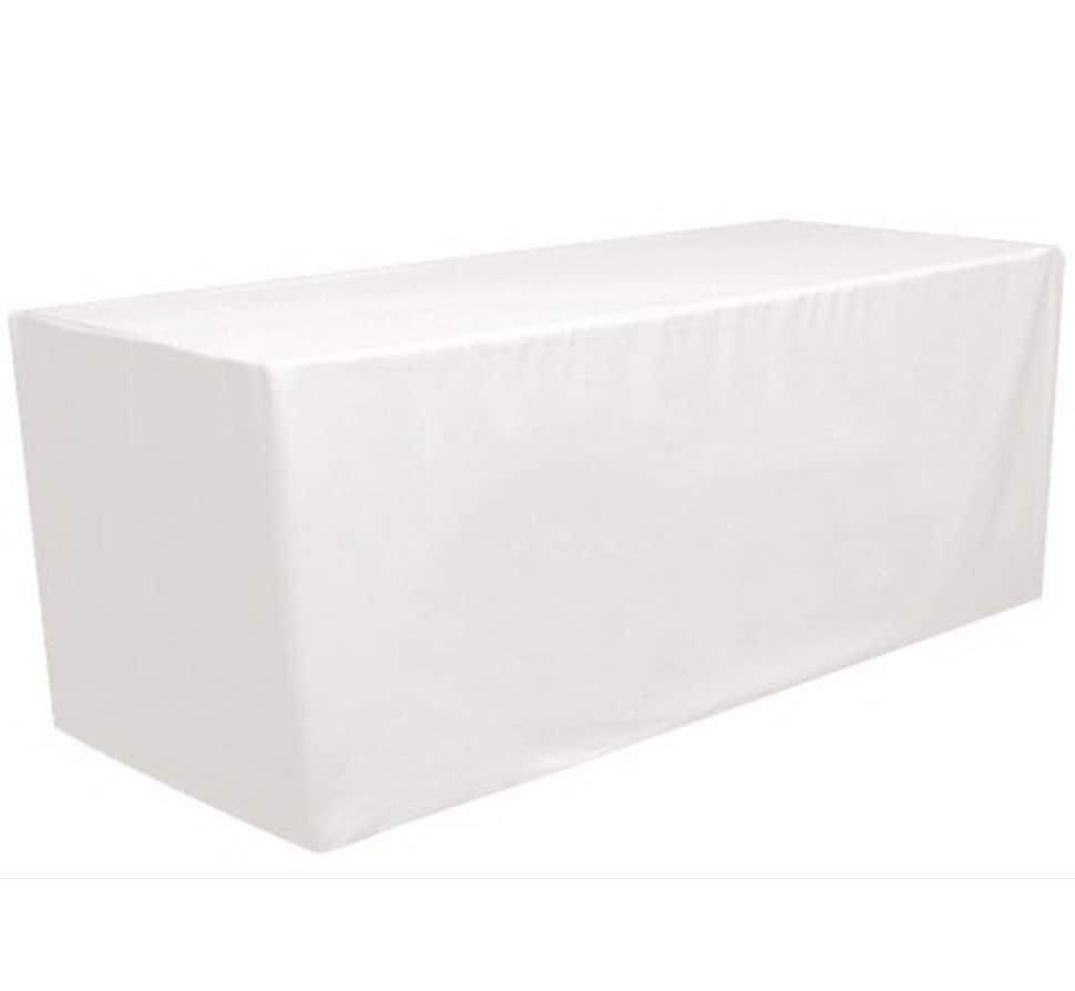 White 6' ft. Fitted Polyester Tablecloth Rectangular Table