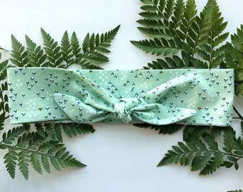 Mint Green Floral - Headband Headscarf Neckscarf Adult