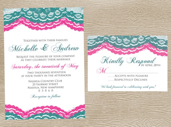 Red And Teal Wedding Invitations 3