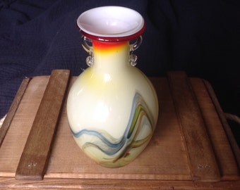 VIntage Yellow,Glass Vase.Beautiful colours
