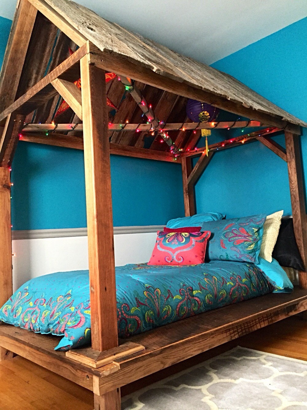 Bohemian Bungalow Bed Twin & Twin/XL Solid Barnwood Bed