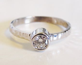 Modern wedding rings newlyweds: Bezel set engagement ring etsy