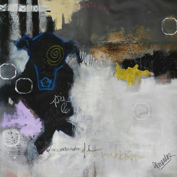 Items similar to Large Canvas Abstract Art. Original Painting, Black