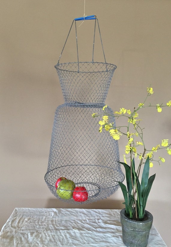 XLarge French Vintage Fish Basket / Vintage Hanging Basket