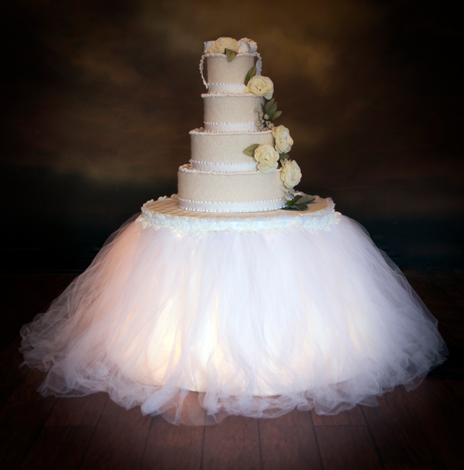 Wedding cake skirt. White tulle tutu ribbon & lace