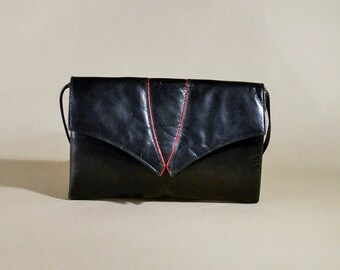 Vintage Black Charles Jourdan Leather Bag, Shoulderbag, Shoulderpurse, Small Bag, Evening Bag