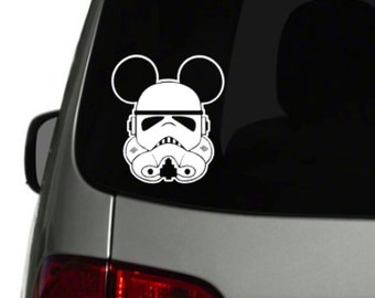 Mickey Ears Stormtrooper Star Wars car decal vinyl 6 x 5 inch size Your Color CHOICE! GLITTER OPTIONS!