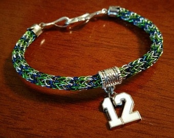 Seahawks Viking Knit Bracelet with 12th Man Charm