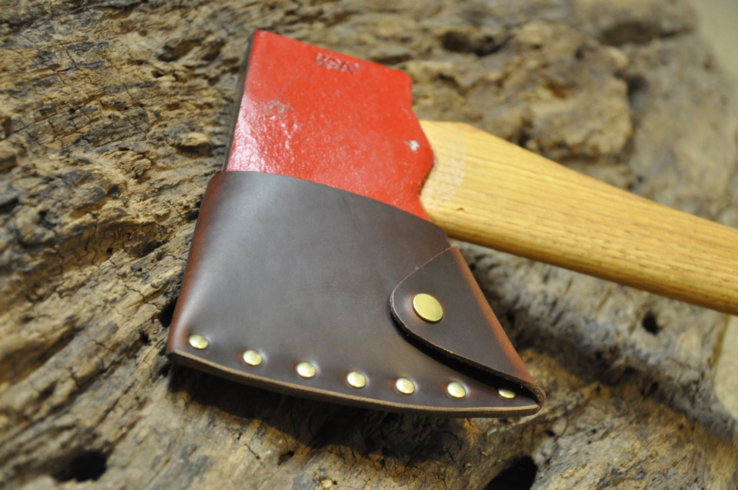 Leather Axe Sheath Council Tool Jersey Pattern Brown Horween