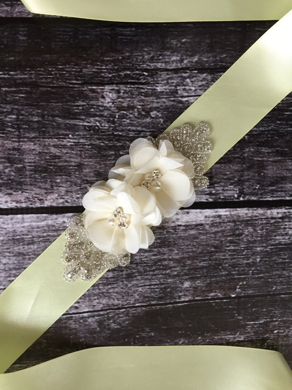 Chiffon flower sash maternity sash bridal sash flower girl
