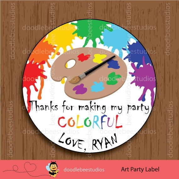 Art Party Favor Tags Art Party Printable Tags Paint Party