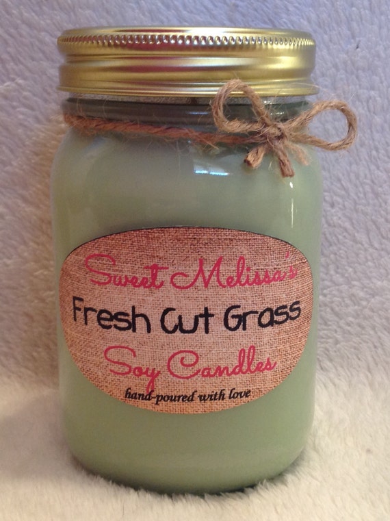 Fresh Cut Grass Soy Candle by SweetMelissasCandles on Etsy