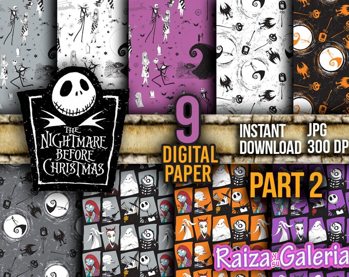 AWESOME Disney nightmare before christmas Digital Paper. Part 2 Instant Download - Scrapbooking - Jack Printable Paper Craft!
