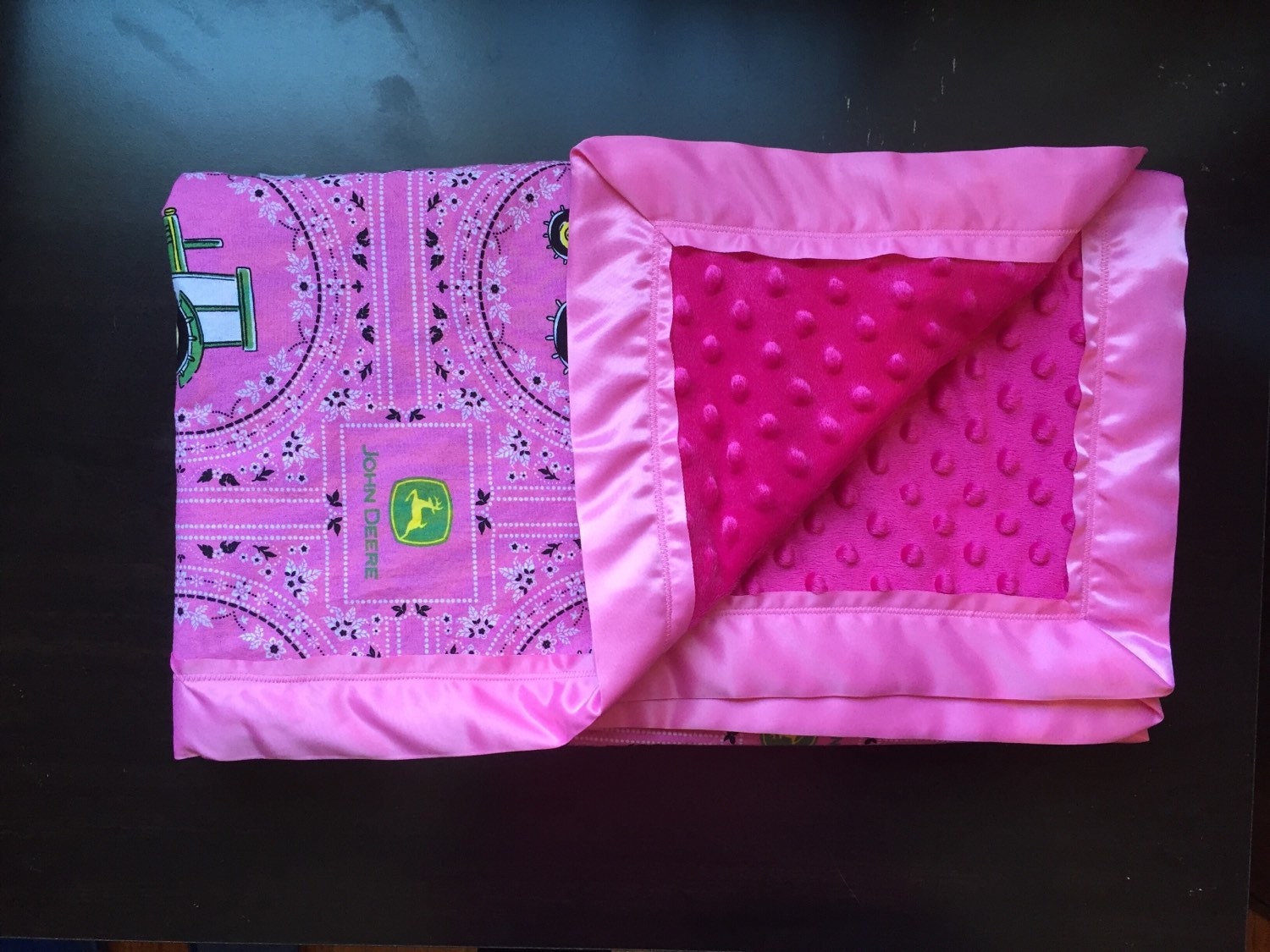 Pink Bandana John Deere Baby Blanket by HinesKreations on Etsy