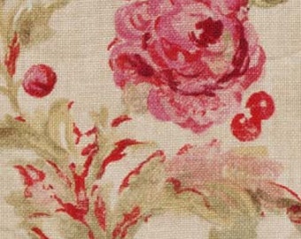 BEACON HILL MONTELCINO Floral Linen Fabric 5 Yards Lily Pink