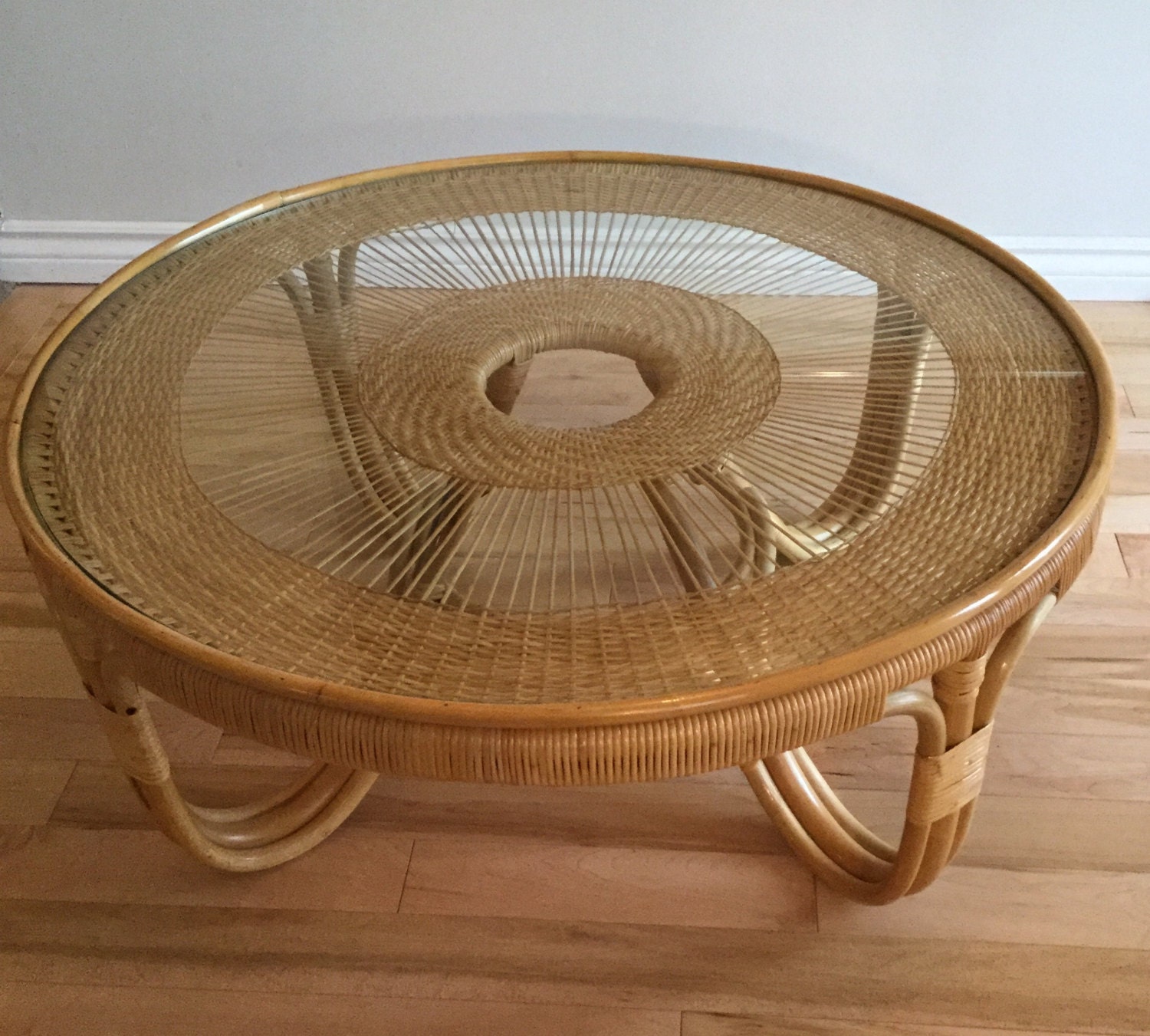 Vintage wicker coffee table/ end table Haute Juice