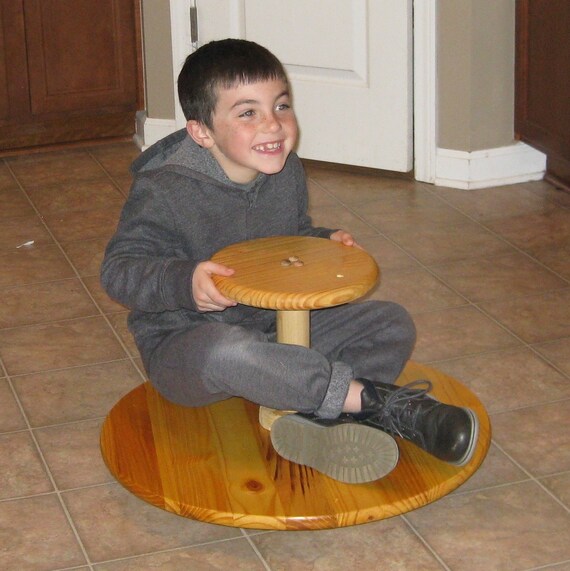 Wood Sit Spin and Grin Heavy Duty Lazy Susan Toy Sanded