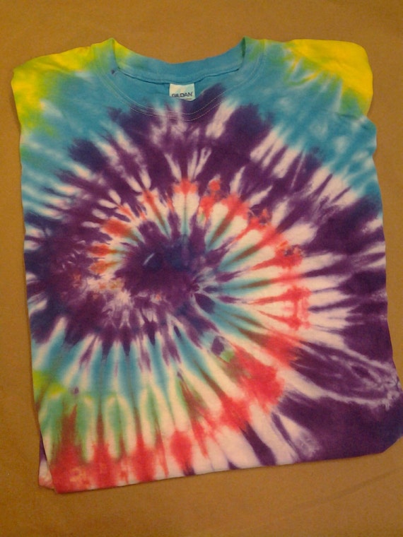 Multicolor Swirl Design Adult Tie Dye Shirt Purple Yellow Red