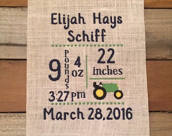 Embroidered Subway Art Birth Announcement Wall Hanger/Framer baby gift baby decor 8x10 size-SSD-5