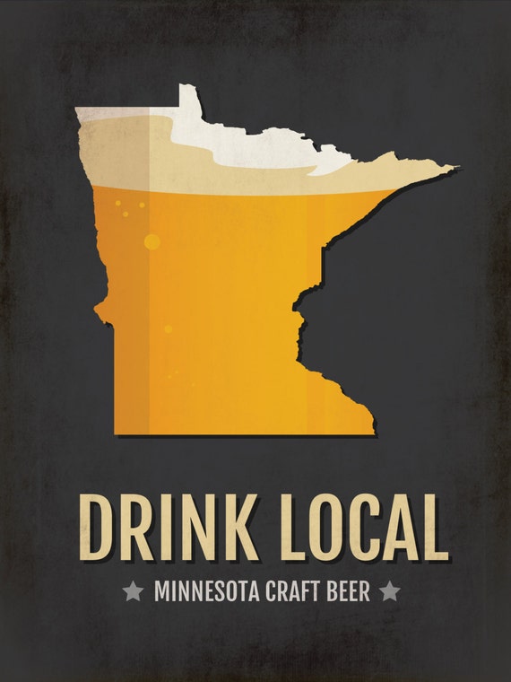 Minnesota Beer Print Map MN Drink Local Craft Beer Sign