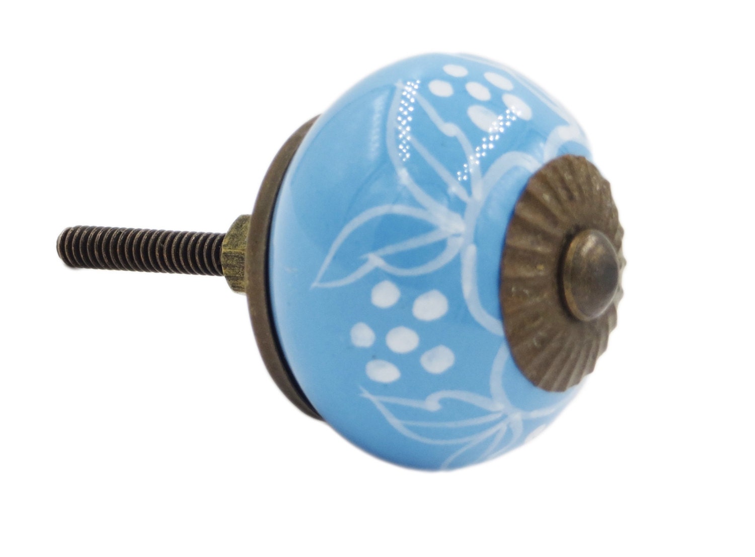 Baby Blue Flower Knob Pull for Dresser Drawer or