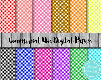 Gingham Digital papers, Rainbow Gingham Instant Download Digital Papers, Commercial Use, Scrapbook Digital Papers, Digital Background, DP110