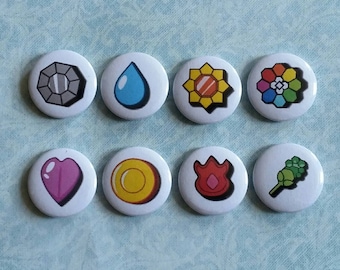 Pokemon Badges Gen 1 - 1" Pinback Buttons